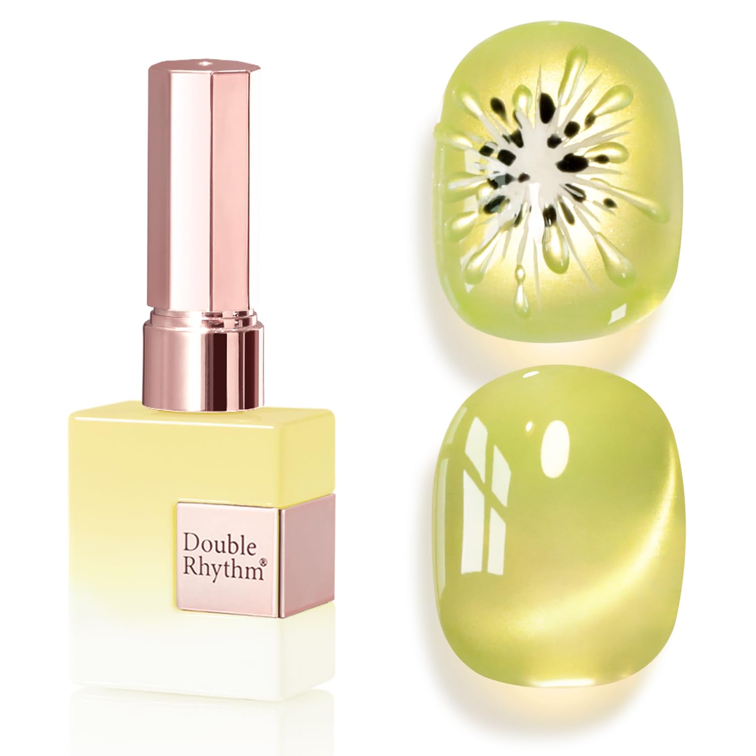 Double Rhythm 15ML Ice Glass Cat Eye Gel Polish with Magnet Holographic Glitter Shimmer Translucent Sheer Color Salon Soak Off Magnetic Nail at Home (Green Gold-MC1246)-BrightBean Baby