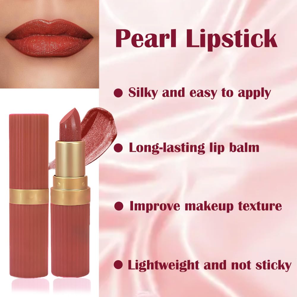 Red Metallic Lipstick for Women,Lightweight Shimmer Frosted Lipstick,Glitter Lip Gloss Stain Long Lasting Waterproof Smudge Proof 24 Hour Full Coverage Lip Makeup,Vegan-BrightBean Baby