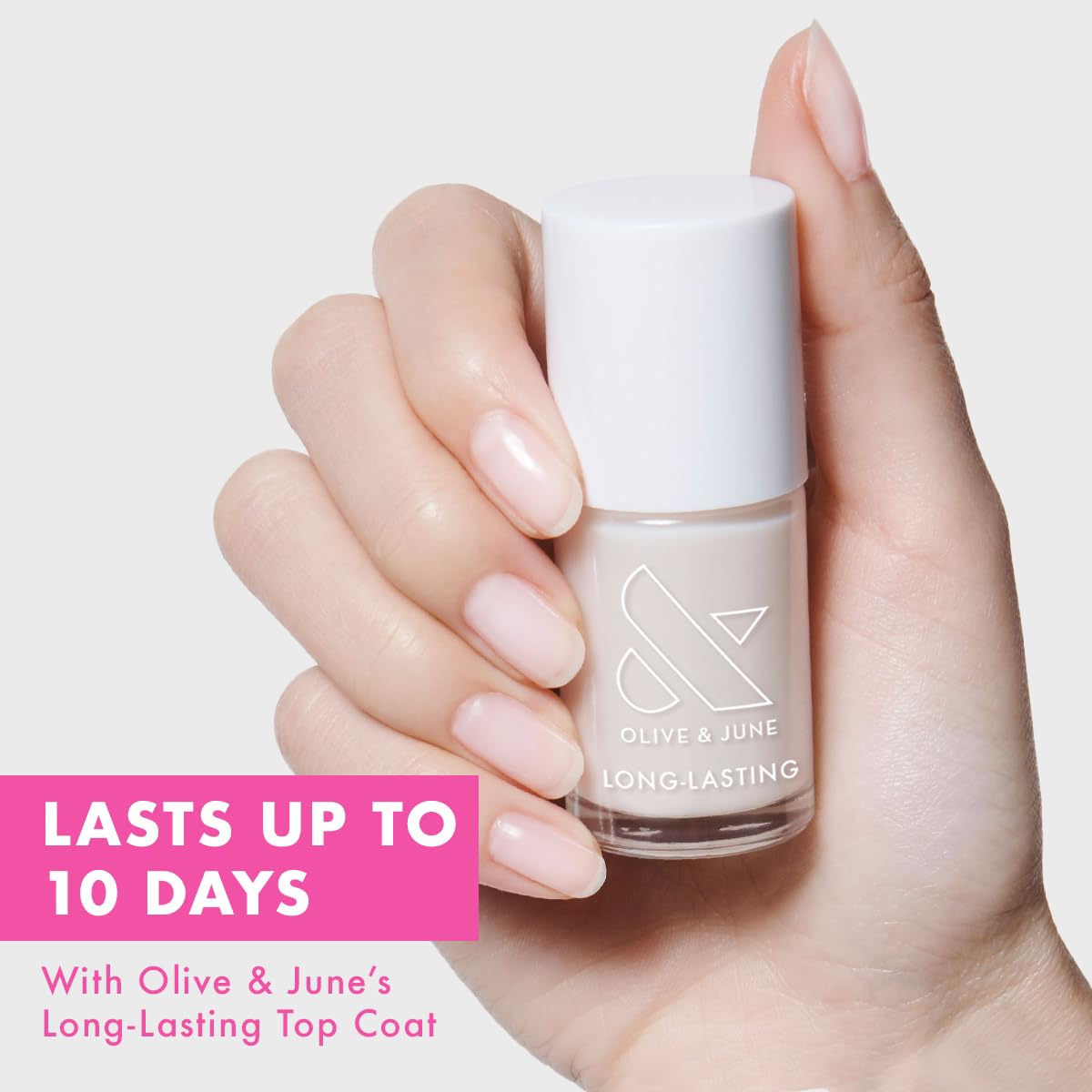Olive & June Long Lasting Nail Polish | Plump, Gel-Like Finish No Lamp Needed | Lasts up to 10 days | Salon-Quality Color at Home | 15-Free, Vegan & Cruelty-Free Chip-Resistant Shine | BEB Sheer White-BrightBean Baby