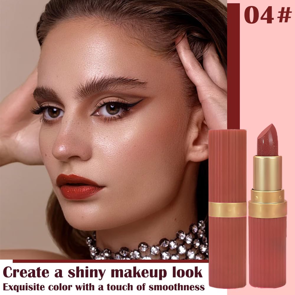 Red Metallic Lipstick for Women,Lightweight Shimmer Frosted Lipstick,Glitter Lip Gloss Stain Long Lasting Waterproof Smudge Proof 24 Hour Full Coverage Lip Makeup,Vegan-BrightBean Baby