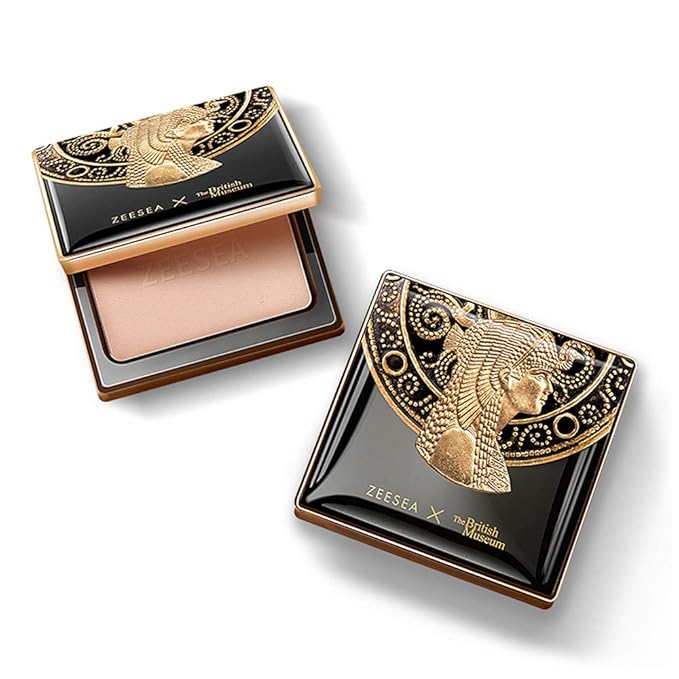 ZEESEA Pressed Powder The British Museum Egypt Series Long Lasting Oil Control Facial Finishing Brighten Setting Powder Multi-use Foundation (#00 Light Beige)-BrightBean Baby