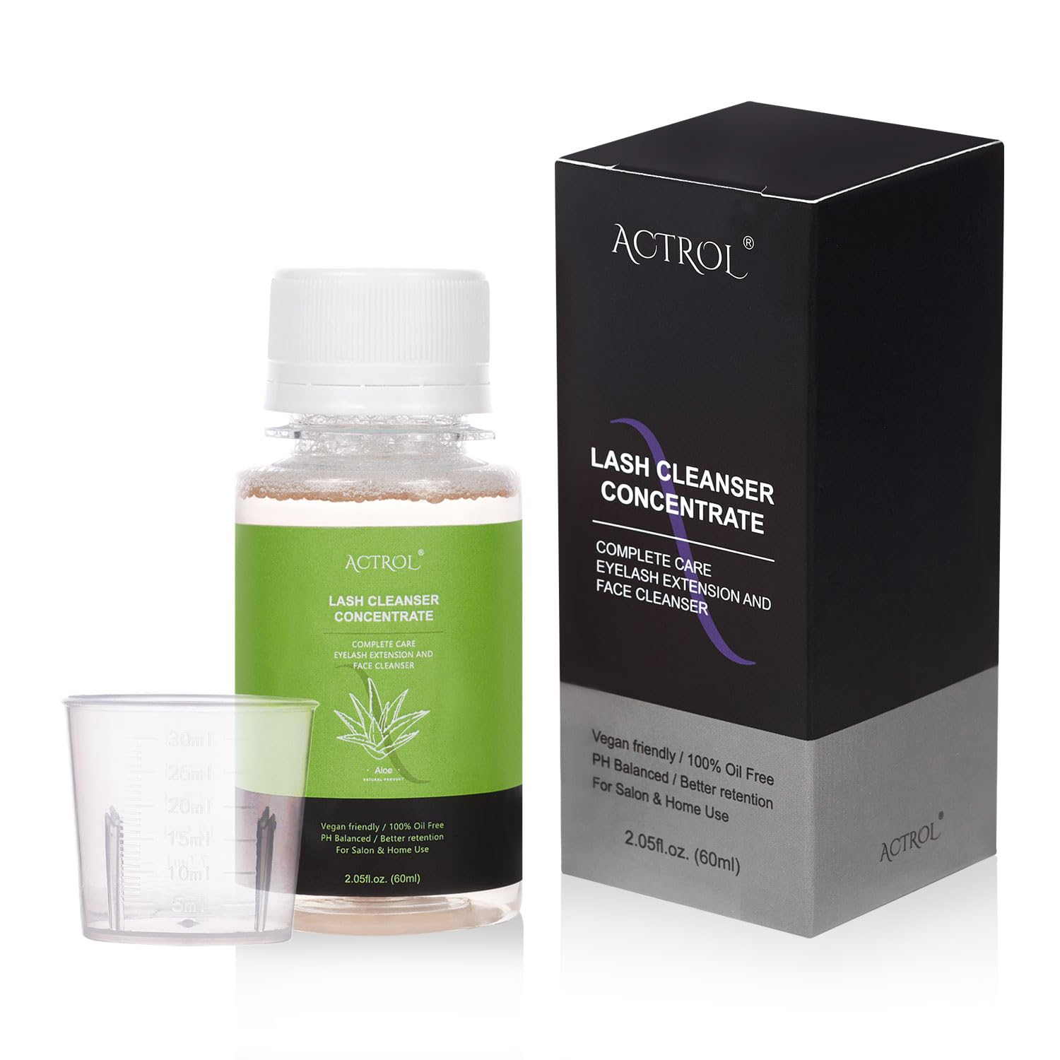 Eyelash Cleanser Concentrate 60ml Aloe Professional Lash Shampoo Foaming Cleanser DIY Wash for Extensions Lashes with Salon Home Care-Makes 6 Bottles-BrightBean Baby