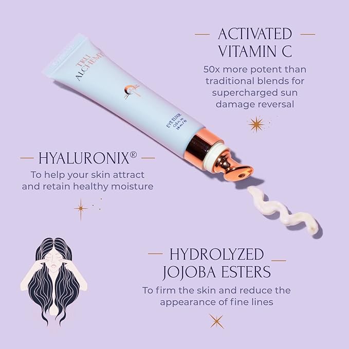 Tru Alchemy Eye Elixir Cooling Eye Treatment Cream - Dark Circle Eye Cream for Puffiness and Bags Under Eyes - Caffeine, Hyaluronic Acid, Vitamin C-BrightBean Baby