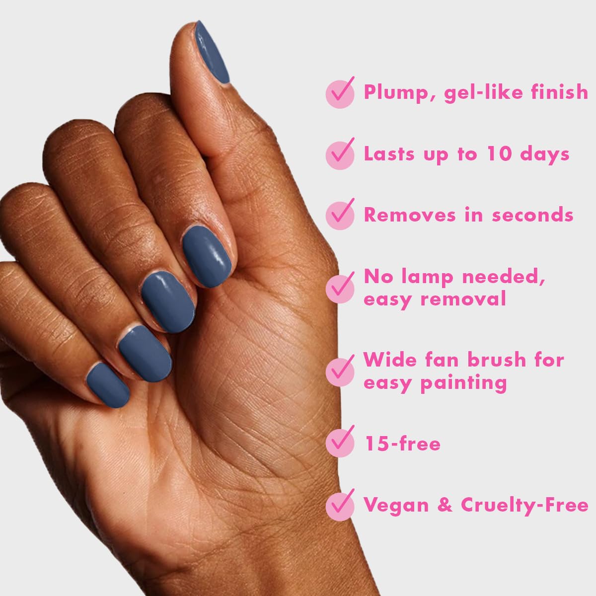 Olive & June Long Lasting Nail Polish | Gel-Like Finish No Lamp Needed | Lasts up to 10 days |Salon-Quality Color at Home |15-Free Vegan Cruelty-Free Chip-Resistant Shine |Social Studies Gunmetal Blue-BrightBean Baby