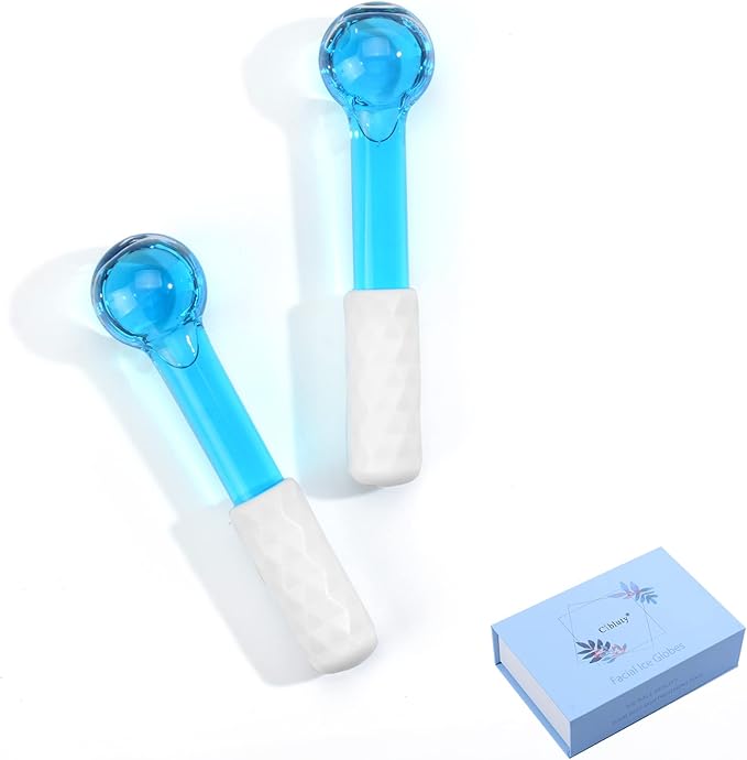 ICE GLOBES SMALL BALLS for Eyes, 2 PCS Blue Facial Globes for Massage Tool, Facial Roller Cold Skin Massagers, Tighten Skin, Reduce Puffiness and Dark Circles, Enhance Circulation-BrightBean Baby