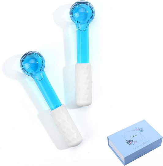 ICE GLOBES SMALL BALLS for Eyes, 2 PCS Blue Facial Globes for Massage Tool, Facial Roller Cold Skin Massagers, Tighten Skin, Reduce Puffiness and Dark Circles, Enhance Circulation-BrightBean Baby