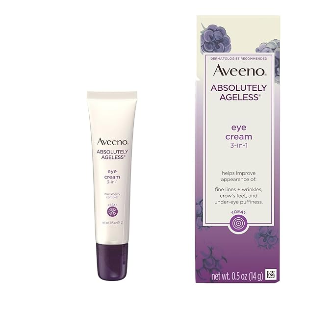 Aveeno Absolutely Ageless 3-in-1 Under Eye Dark Circle & Anti-Wrinkle Cream with Antioxidant-Rich Blackberry Complex, Vitamins C & E, Hypoallergenic, Non-Comedogenic & Non-Greasy, 0.5 oz (Pack of 2)-BrightBean Baby