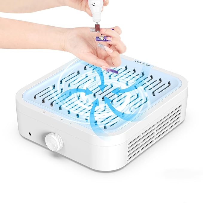 LIONVISON Nail Dust Collector for Salons: Manicure Pedicure Tool for Beginners DIY Nail Tech With Reusable Filter-BrightBean Baby