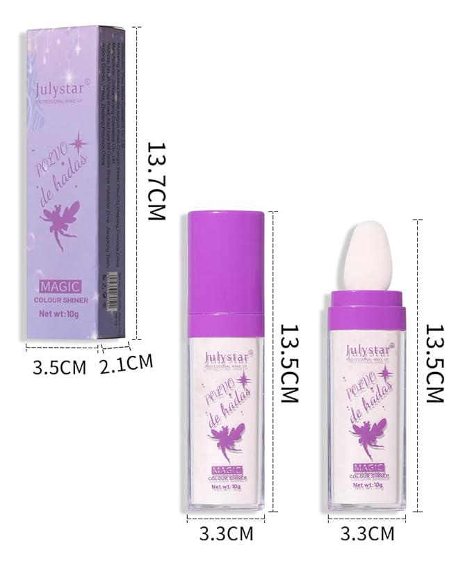 AKARY Shimmer Highlighter Powder, Fairy Polvo De Hadas Highlighter Powder & Blush Stick, Instant Glow Luminizer Duo, Glitter Body Face Hair High Gloss Stick, Sparkle Smudge-Proof Highlighter Stick Party Makeup (B1- #2)-BrightBean Baby