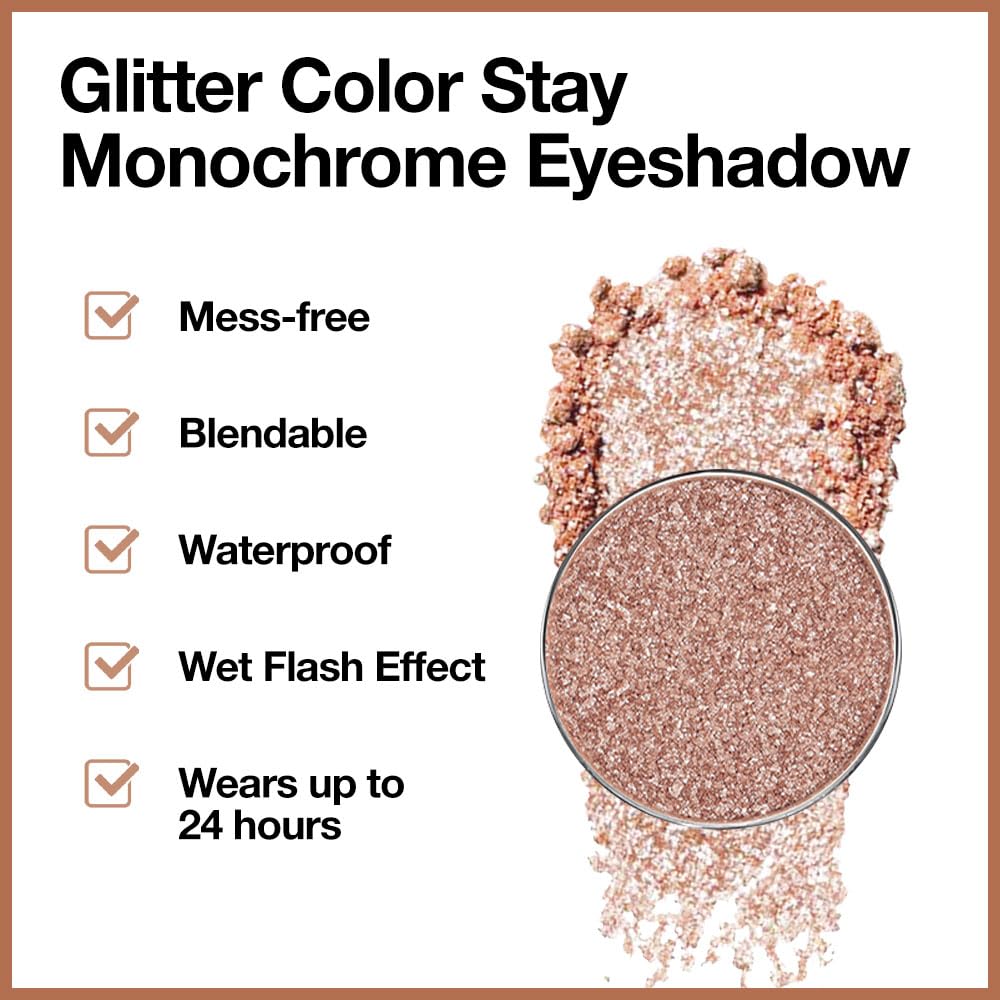 Champagne Rose Gold Monochrome Shimmer Eyeshadow Palette Makeup,Long Lasting Naturing-Looking Lightweight Glitter Single Eyeshadow,Neutral Powde Eye Shadow for Older Women-BrightBean Baby