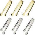 6PCS Ice Tongs Mini Sugar Tongs 4.25Inch Tong for Serving Food Small Serving Tong, Kitchen Tong for Appetizers,Tea Party, Coffee Bar, Desserts by Sunenlyst (Silver and Gold)