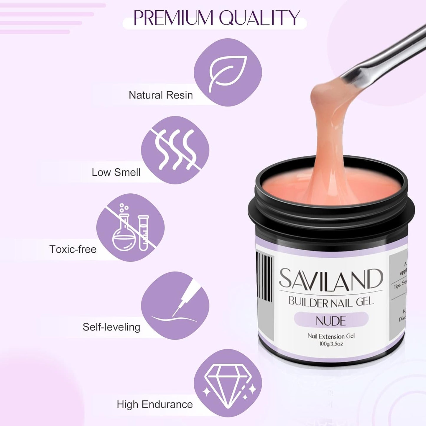 SAVILAND 100 g Builder Nail Gel U V - 3.5 oz Nude Color Hard Gel for Nails High-Capacity for Nail Extension Enhancement Strengthen U V Gel LED Repair Carving DIY Nail Art Manicure Set-BrightBean Baby