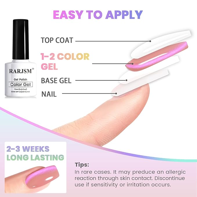 RARJSM Aurora Glitter Cat Eye Gel Nail Polish Set 6Pcs Nude Pink Light Purple Gold Brown Green Blue Galaxy Mermaid Glitter Cateye Gel Polish with Magnetic Stick UV LED Curing Require Home Salon-BrightBean Baby