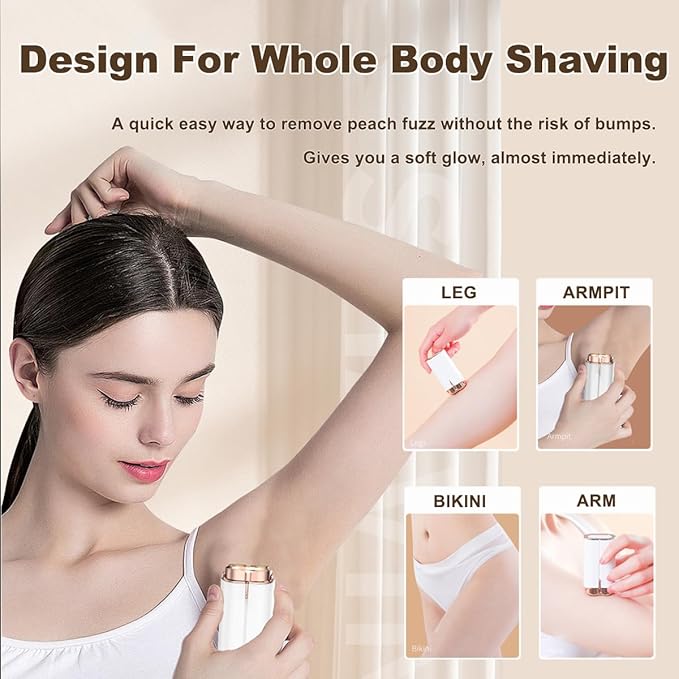 Facial Hair Removal for Women, Portable Painless Electric Shaver Device with Built-in LED, Wet/Dry Electric Razor Hair Remover Epilators for Face, Chin, Upper Lip and Arms (White-2025)-BrightBean Baby