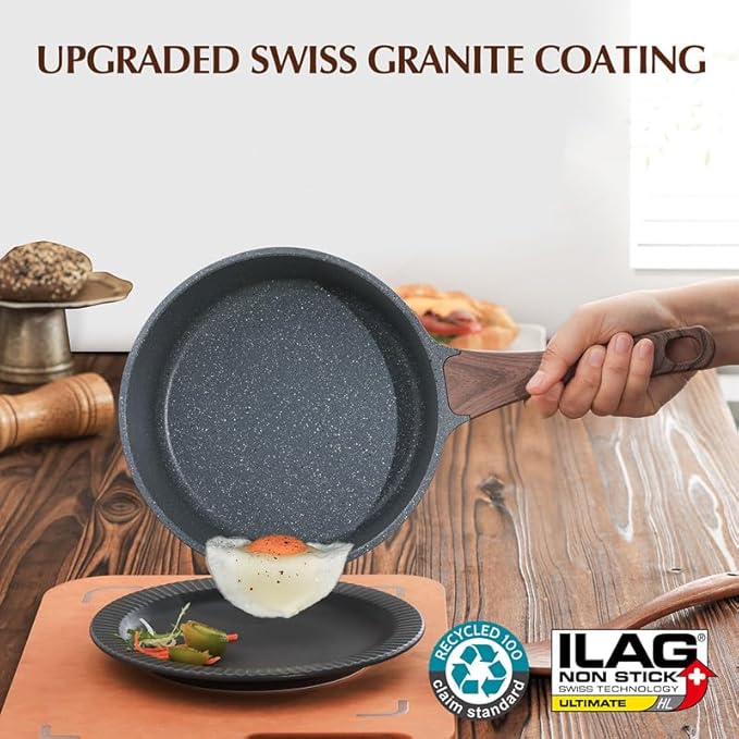 SENSARTE Nonstick Saucepan with Lid 1.5 Quarts - Swiss Granite Coating Small Pot