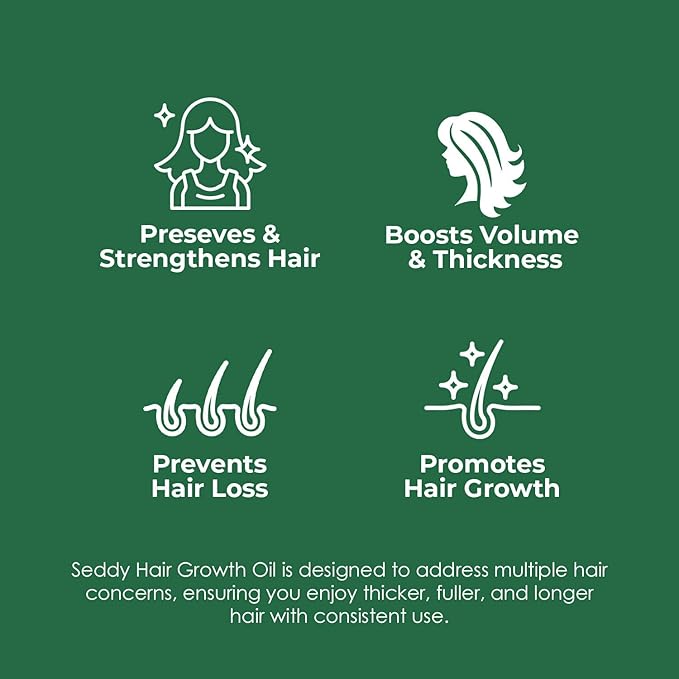 Seddy Rosemary Mint Hair Growth Oil – Caffeine, Rosemary, Castor, Biotin, Peppermint, Argan & Jojoba | Hair Growth Oil & Scalp Treatment for Thicker, Fuller, Healthier Hair -3.4 Fl. Oz-BrightBean Baby