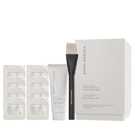 SHANI DARDEN SKIN CARE Triple Acid Peel, 2-Step Exfoliating Face Peel with Mandelic, Lactic & Glycolic Acids, Kaolin Clay Neutralizing Mask & Brush, Helps Improve Dark Spots & Skin Texture, 1.69 fl oz-BrightBean Baby