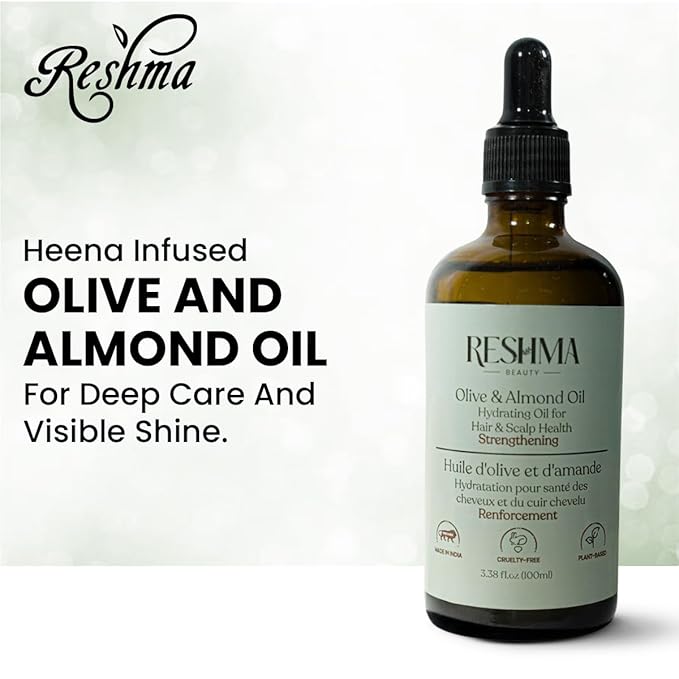 Reshma Beauty Olive & Almond Oil – Henna Infused Hydrating Oil for Hair & Scalp Health | Strengthens & Softens-BrightBean Baby