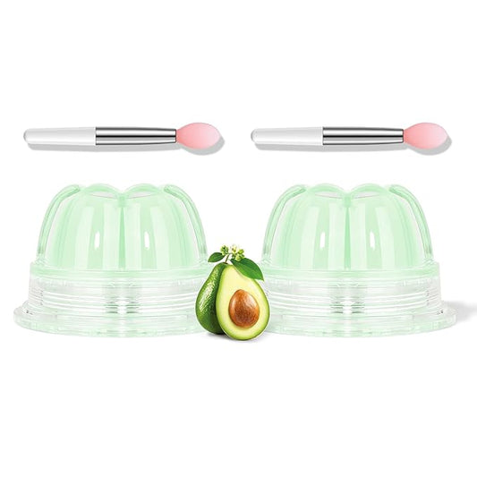 2Pc Jelly Lip Mask Overnight,Fruity Avocado Lip Sleeping Mask Day Night Repair Kawaii Lip Balm Hydrate Plump Dry Lip Scrubs Exfoliator,Lip Care Lip Moisturizer with Collagen-Avocado-BrightBean Baby