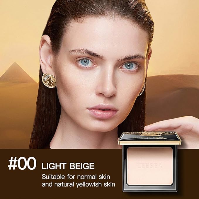 ZEESEA Pressed Powder The British Museum Egypt Series Long Lasting Oil Control Facial Finishing Brighten Setting Powder Multi-use Foundation (#00 Light Beige)-BrightBean Baby
