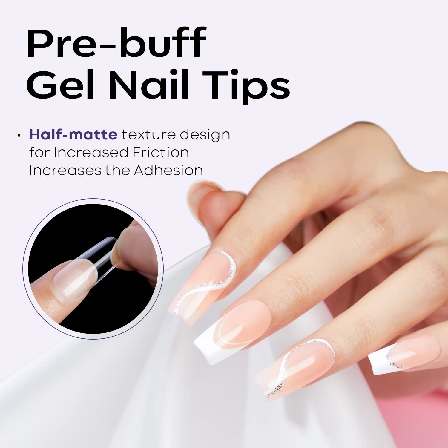 Modelones Medium Square Nail Tips - 510Pcs Fake Nails Gel Tips Pre-shaped Half Matte Full Cover Acrylic Gel Kit Press on Manicure Extension Art DIY Salon 15 Sizes-BrightBean Baby
