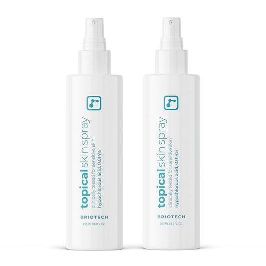 BRIOTECH Topical Skin Spray, Hypochlorous Acid Spray for Sensitive Skin, HOCl Facial Mist, Full Body Support Against Irritation, Calm Redness, Soothe Foot & Scalp, 8 oz (2 Pack)-BrightBean Baby