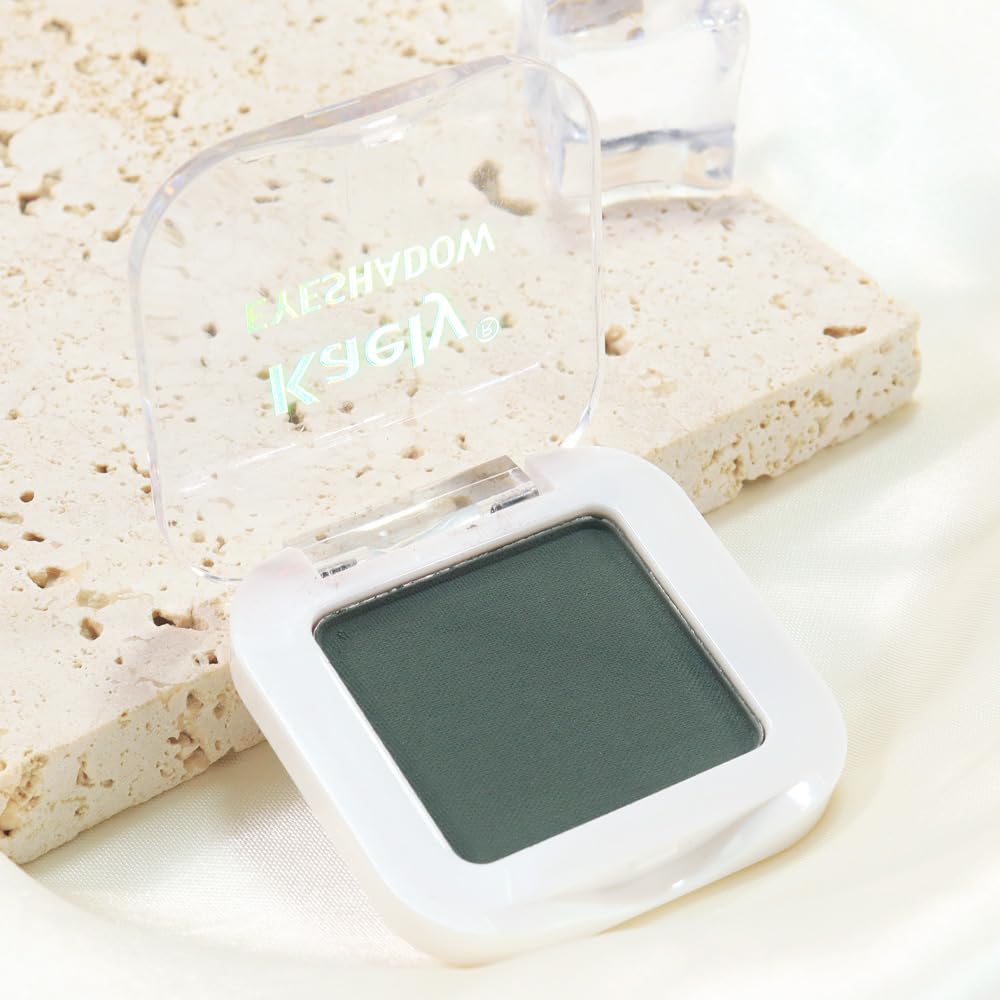 Kaely Pressed Single Eyeshadow Makeup, Forest Green Matte Highly Pigmented Monochrome Eye Shadow Palette, Waterproof Neutral Powder Mini Eyeshadow, sombras para ojos, Lightweight Blendable, 16-BrightBean Baby