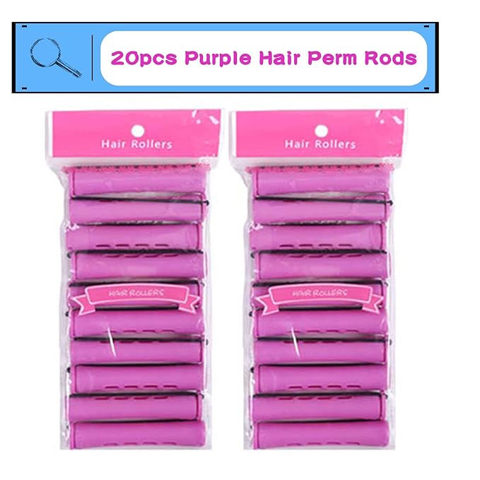 20pcs Women's Perm Rods Set for Natural Hair: 2 Sizes Cold Wave Hair Rollers for Curling and Styling All Hair Lengths - DIY Hairdressing Tools (Purple)-BrightBean Baby