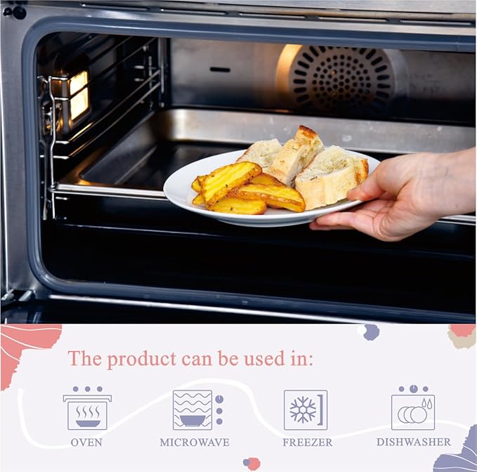 Miicol Ceramic Appetizer Plates Set of 6, White Dessert Plates 8 Inch, Small Dinner Plates, Modern Round Salad Plates, Porcelain Serving Dishes for Snack, Bread, Fruit, Microwave & Dishwasher Safe