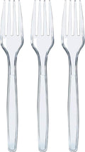 Prestee Clear Plastic Forks 100 Count - Heavy Duty Disposable Forks, Crystal Clear Silverware, Durable Plastic Utensils for Parties, Events, and Catering - Bulk Flatware Set for Any Occasion