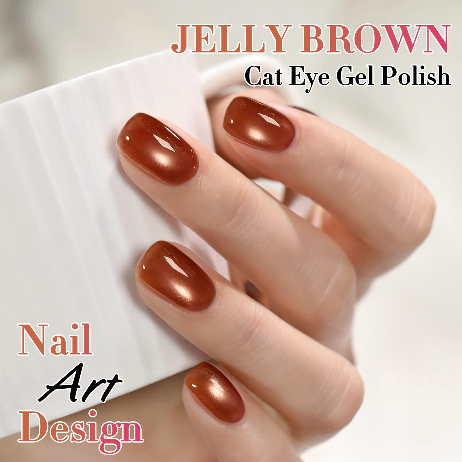 Double Rhythm Cat Eye Gel Polish with Magnet 15ML Holographic Glitter Shimmer Translucent Sheer Color Glass Brown Magnetic Gel Polish Salon DIY at Home (Fall Brown-MC1113)-BrightBean Baby