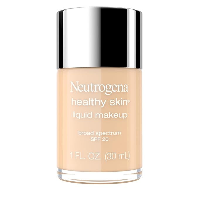 Neutrogena Healthy Skin Liquid Makeup Foundation,Broad Spectrum SPF 20 Sunscreen,Lightweight & Flawless Coverage Foundation with Antioxidant Vitamin E & Feverfew,Natural Beige,1 fl. oz (Pack of 1)-BrightBean Baby