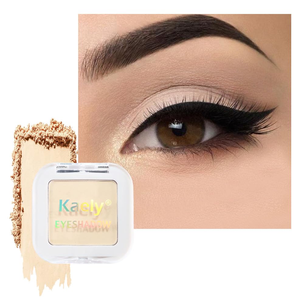 Buildable Matte Eyeshadow Makeup Palette Single - French Vanilla Shades | Creamy Pressed Powder for Easy Blending | Mini Travel Palette for Women | Everyday Natural Eye Makeup-BrightBean Baby