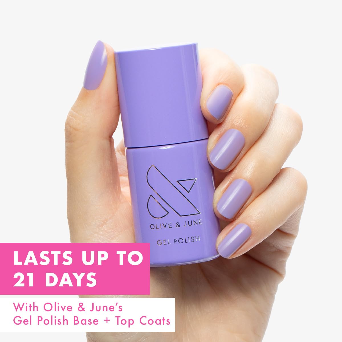 Olive & June Gel Polish | UV LED Nail Lamp Needed | Long Lasting Formula | Up to 21 Days of Wear | Damage-Free Removal | Salon-Quality Manicure at Home | Bold & Unshaken | Bold Purple-BrightBean Baby