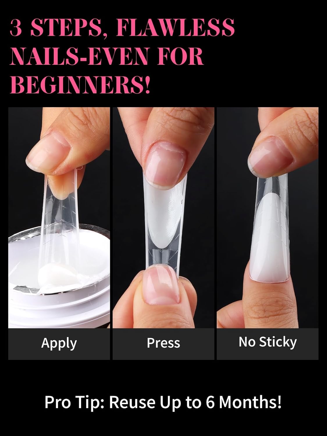 EBANKU Dual Nail Forms for Poly Extension Gel, 150 PCS Clear Claw Nail Molds Reusable 15 Sizes Nail Extension Forms for Builder Gel Manicure Design Salon DIY-BrightBean Baby