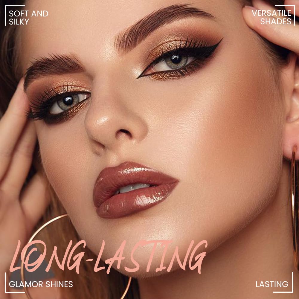 6-Color Nude Champange Brown Matte & Shimmer Eyeshadow Palette with Mirror – Highly Pigmented, Long-Lasting Eye Makeup for Artists & Creative Looks (02#)-BrightBean Baby