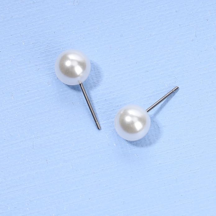 Boho Pearl Studs Earrings Tiny Pearl Earrings Minimalist Earrings Pearl Simple Studs Jewelry for Women Bridesmaid Gifts-BrightBean Baby