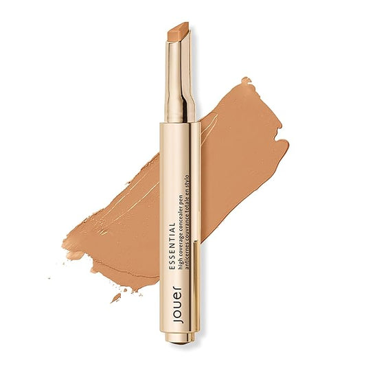 Jouer Essential High Coverage Concealer Pen - Under Eye Concealer for Dark Circles - Brightening Makeup for Eye Circles - Color Corrector Eye Primer with Hyaluronic Acid and Vitamin E-BrightBean Baby