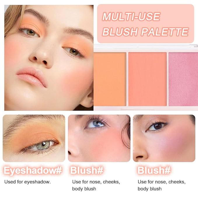 3 IN 1 Brown Nude Face Highlight Bronzer Powder Palette for Face Cheeks Contour Brightening, Buildable Matte Coverage Natural Makeup,Ultra Sculpt Nose Shadow Eyeshadow Primer-Orange-BrightBean Baby