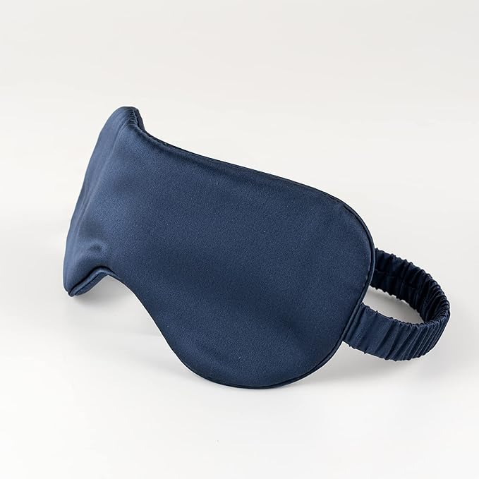 Silk Sleep Mask - 22 Momme Pure Natural 100% Mulberry,Silk Eye Mask for Night Sleeping,Travel, (Purplish Blue)-BrightBean Baby