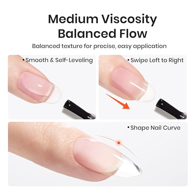 Beetles Builder Gel for Nails 0.51 OZ 8 in 1 Clear Nail Builder Strengthener Gel Enhancement Nail Gel Building Nail Apex for Beginners & DIY Salon Manicure-BrightBean Baby