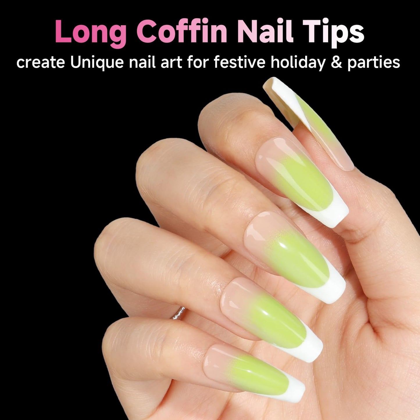 UNA GELLA Long Coffin Nail Tips, 312Pcs Gel Nails Tips Coffin Pre-Shape, Half Matte Full Cover Clear False Fake Nails for Nail Extension DIY Art Salon 12 Sizes-BrightBean Baby