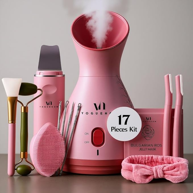 Facial Steamer Spa Kit with Complimentary 17 Skin Care Tools | Face Steamer for Facial Deep Cleaning with Towel Warmer & Humidifier Mode| Self Care Gifts for Women, Spa Gifts, Birthday Gifts for Women-BrightBean Baby