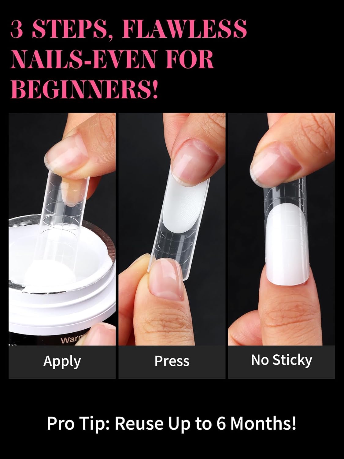 EBANKU Dual Nail Forms for Poly Extension Gel, 150 PCS Clear Square Nail Molds Reusable 15 Sizes Nail Extension Forms for Builder Gel Manicure Design Salon DIY-BrightBean Baby