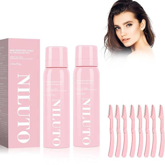 Hair Identifier Spray for Face Shaving, Moisturizing and Skin Care Dermaplaner Spray,Skin Body Hair Identifier Comfortable Face Shaving Powder (Pink 2Pack)