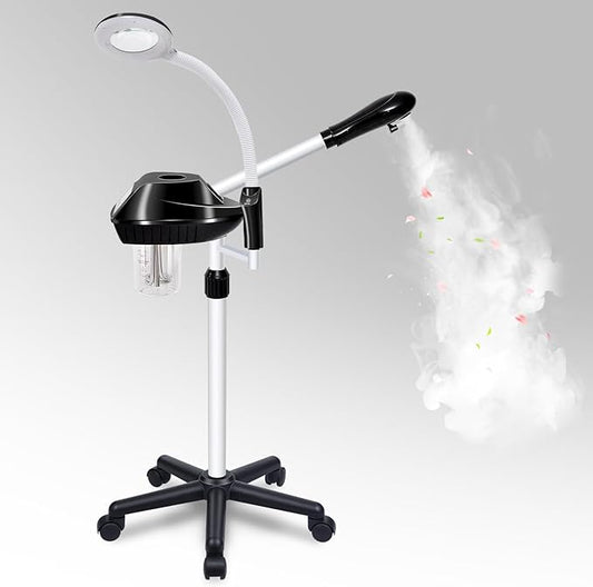 Professional Facial Steamer, 2 in 1 Facial Steamer on Wheels with 5X Magnifying Lamp, Steamer for Face Adjustable Height, Steamer for Facial for Salon, Spa and at Home Use-BrightBean Baby