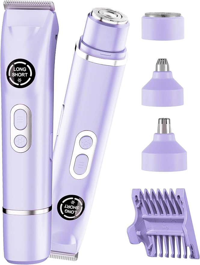 Bikini Trimmer for Women|Hair Removal Shaver - Painless Electric Razor, Cordless Body Shaver for Travel, Replaceable Lady Facial Razor|Trim Nasal/Eyebrows, IPX7 Waterproof&Easy Cleaning, Ceramic Blade-BrightBean Baby