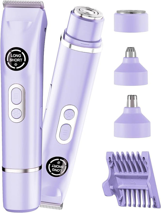 Bikini Trimmer for Women|Hair Removal Shaver - Painless Electric Razor, Cordless Body Shaver for Travel, Replaceable Lady Facial Razor|Trim Nasal/Eyebrows, IPX7 Waterproof&Easy Cleaning, Ceramic Blade-BrightBean Baby