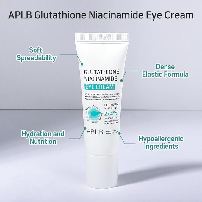 APLB Glutathione Niacinamide Eye Cream | LIPO GLUTA NIAC CEN™ 27.4% 0.68 FL.OZ/Korean Skincare, Eye cream for dark circles and puffiness, Improve elasticity & provide moisture around eye region-BrightBean Baby