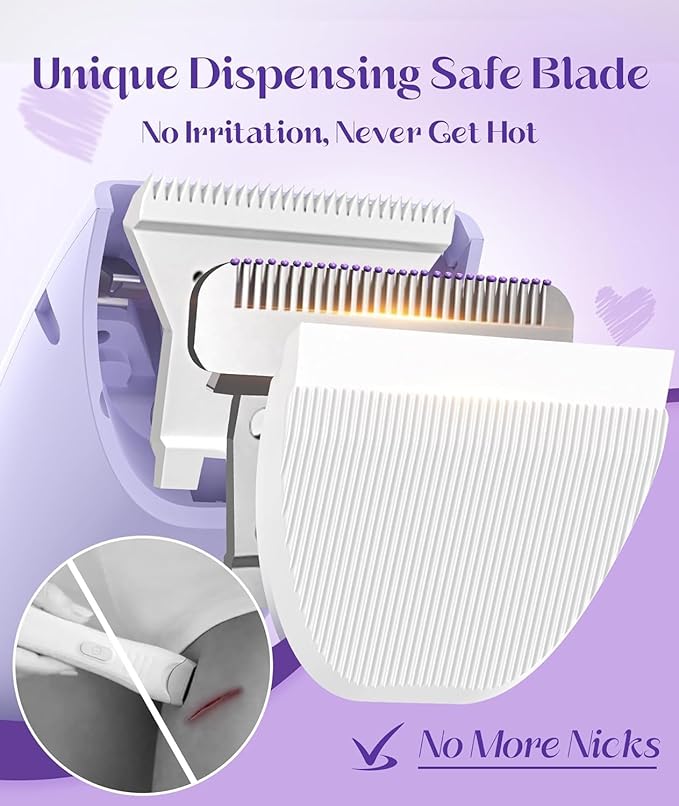 Bikini Trimmer for Women - Painless Pubic Hair Trimmer with 3 Shaving Speeds, IPX7 Waterproof Electric Razor, Cordless Women’s Bikini Shaver for Sensitive Skin-BrightBean Baby